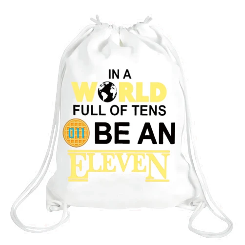 WZMPA Eggo Waffles Drawstring Backpack TV Show Fans Gift In A World Full of Tens Be An Eleven Drawstring Travel Bag For Friend Family (Be An Eleven)