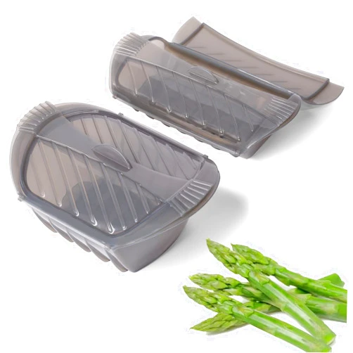 Esie Houzie 2 Piece Vegetable Steamer for Cooking, Silicone Microwave Steamer Cookware with Lid for Steaming Cooking Fresh Frozen Food Veggie Fish, Large 6 Cup Small 3 Cup Steam Cooker BPA Free (Gray)