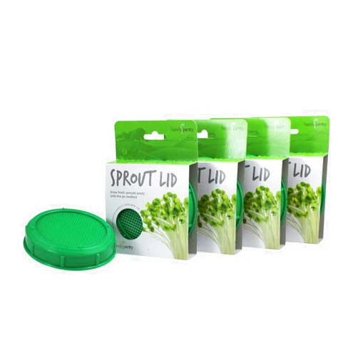 Handy Pantry Sprouting Jar Strainer Lid, BPA Free | Fits Wide Mouth Mason Jars | For Growing Sprouts & Other Uses, 4 Pack