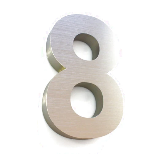Numeros Residenciales House numbers for outside - 3D 7inch House Number - Brushed Aluminium - Numeros Residenciales (Number 8)