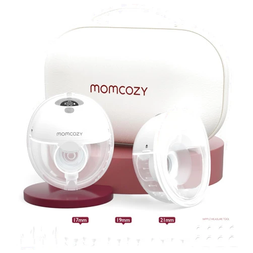 Momcozy Breast Pump Hands Free M5, Wearable Breast Pump of Baby Mouth Double-Sealed Flange with 3 Modes & 9 Levels, Electric Breast Pump Portable - 24mm, 2 Pack Quill Gray
