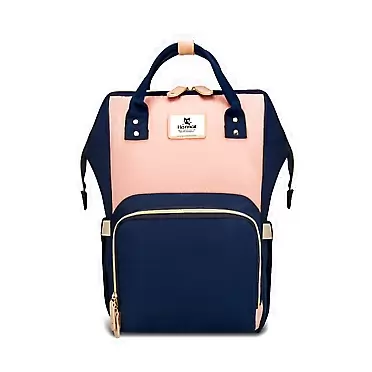 Hafmall Diaper Bag Backpack - Waterproof Travel Nappy Bag Multifunction Baby Bag (Pink&Navy Blue) Pink&blue