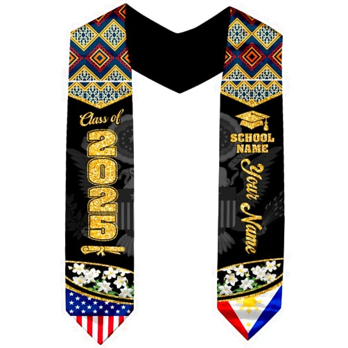 IZI POD Personalized Filipino Graduation Sash, Philippines Graduation Stole, Philippines American Flag Stole, Grad 2025