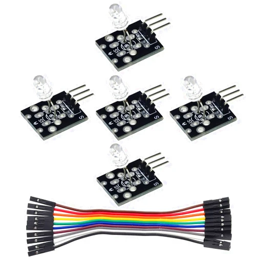 Aihjcnele 5pcs KY-005 Infrared Emission Sensor Module 38KHz 3-pin IR Transmitter Board DIY Kit Infrared Ray Sensor Infrared Light Emitting Diode Module DC5V for Arduino with Cable Wires