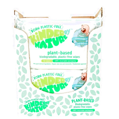 Jackson Reece Kinder by Nature Plant Based Baby Wipes - 100% Biodegradable & Compostable, 672 Count (12 Packs of 56) - 99% Plant-Based Ingredients, Plastic-Free Wipes