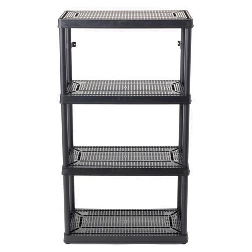 Gracious Living 4 Shelf Fixed Height Medium Duty Storage Unit 14 x 32 x 54.5 Organizer System for Home, Garage, Basement, & Laundry, Black (2 Pack)
