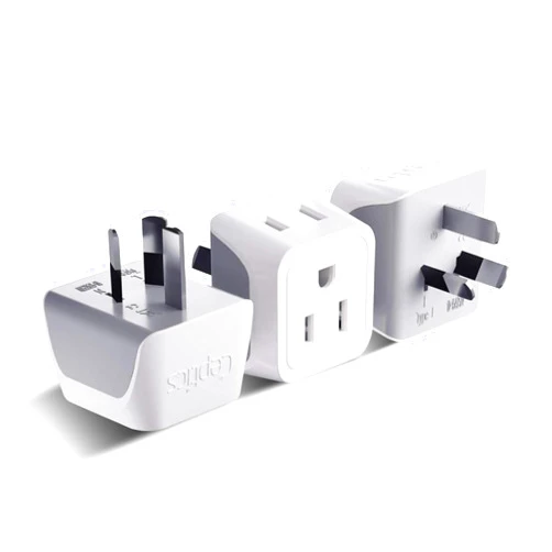 Ceptics Australia Power Plug Adapter, 2 in 1 Type I Plug Adapter, US to Australia , China, New Zealand Power Adapter with Dual USA Inputs, CE, RoHS - 3 Pack