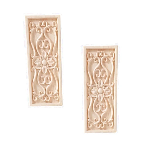 EQGWFZ 2Pcs Wood Carving Decal Onlays Wooden Carved Appliques Carving Applique for Cabinet Door Bed Wall Wardrobe Furniture Decoration(15,20x8cm/7.87