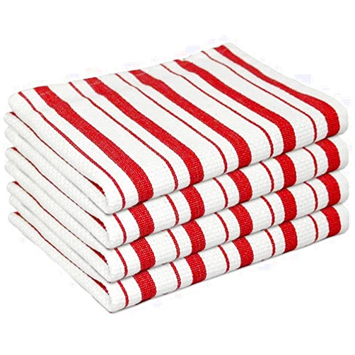 Williams-Sonoma Classic Striped Dishcloths, Dishrags, Claret Red (Set of 4)