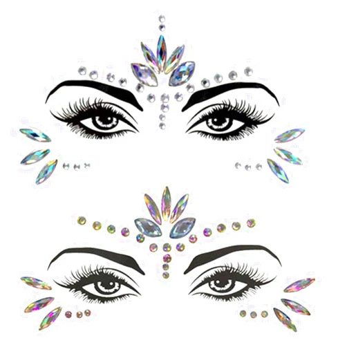 WUIOS Mermaid Face Gems Stick Jewels for Women Cosplay Mermaid Halloween Club Eye Face Gems Makeup Stickers Rave Party Gift for Kids Eye Face Jewels Festival Tattoo Concert Dress-up Decorations