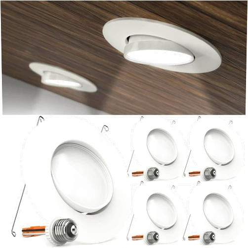 Sunco Lighting Sunco 4 Pack LED Can Lights Eyeball Retrofit Gimbal 5/6 Inch Directional Recessed Lights, 12W=60W, 3000K Warm White, 800 LM, Dimmable Adjustable Angled Ceiling Downlight, UL
