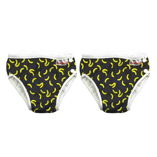 ImseVimse Eco Friendly Reusable Swim Diaper Made of Organic Cloth Sized for Infant to Toddler Boys - Black Banana, 2 Pack (L 12-18M (20-26 lbs))