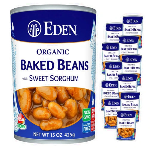 Eden Organic Baked Beans with Sorghum, Mustard, and Spices, Navy, 15 oz (12-Pack)