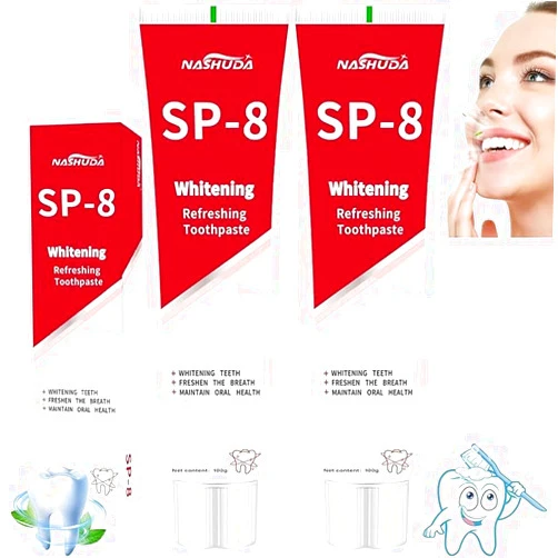 NASHUDA 3PCS SP-8 Ultra Whitening Toothpaste,SP-8 Toothpaste,SP 8 Probiotic Toothpaste, Sp8 Probiotic Brightening Toothpaste, Sp-8 Toothpaste Fresh Breath, Deep Cleaning Care Toothpaste (3)