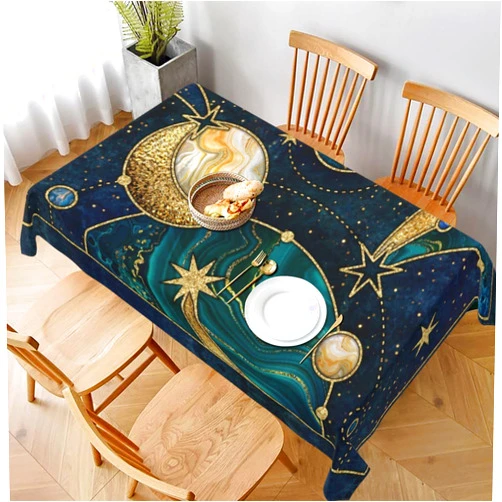 Worltoldb Moon and Sun Tablecloths Waterproof Boho Table Cloth for Kitchen Dinning Table Washable Tarot Table Cover for Parties Wedding Picnic