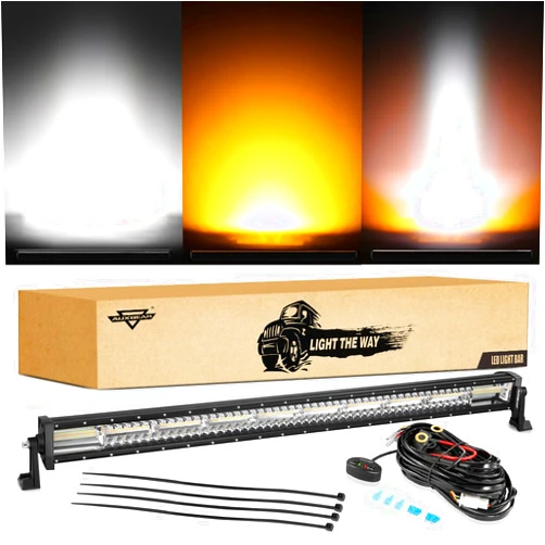 Auxbeam LED Led Light Bar 42 Inch 240W Straight Spot Flood Combo Led Off Road Lights, Amber White Strobe Offroad Fog Light Memory Function Yellow Driving Work Lights for Truck with DT Wiring Hardness
