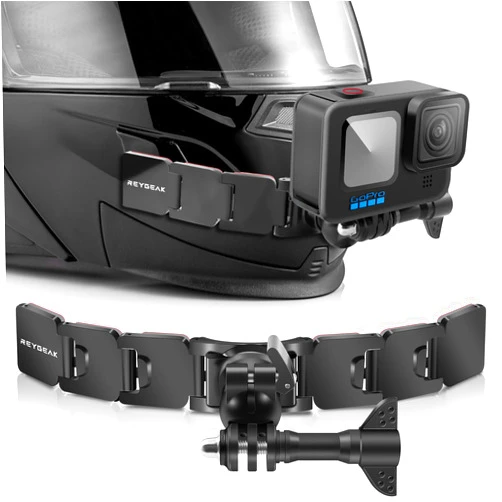 REYGEAK Motorcycle Helmet Chin Mount Kits with Adhesive Curved Pads Compatible with GoPro Hero13/12/11/10/9/8, DJI Action 4/Action 3, and Other Action Camera