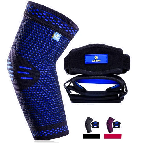 ABYON Professional [2 Pack] Elbow Brace Straps + [1 Pack] Elbow Brace Compression Sleeve (Shipped from USA), Tennis Elbow Brace with Compression for Men and Women