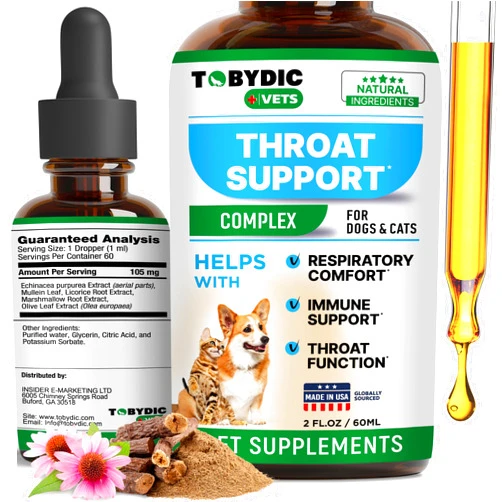 TOBYDIC Dry & Wet Kennel Cough Natural Relief for Dogs and Cats - Herbal Treatment Support Helps to Soothe Throat & Respiratory Trachea Comfort Supplement for Pets - Made in USA