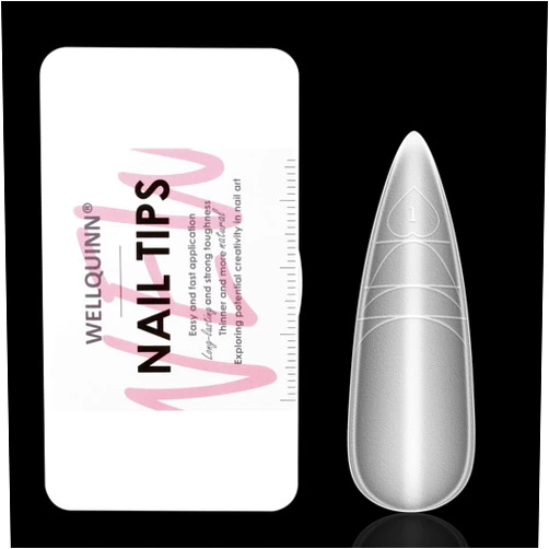WELLQUINN Stiletto Nails with Guidelines 300pcs Pre-shape Gel Acrylic Nail Tips Full Cover Stiletto Press on Nails for Nail Extension Home DIY Nail Salon 15 Sizes