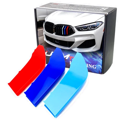 iJDMTOY Exact Fit 3pc Set Iconic Tri-Accent Grille Insert Decoration Trims Compatible with 2019-up G15 8 Series 840i 850i M850i w/ 7-Beam Kidney Grills