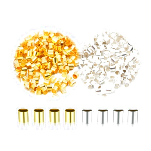 GAQWOK 1000PCS Crimping Beads for Jewelry Making,2mm Bead Stopper Tube Column Stoppers,Used for DIY Handmade Works Such as Earrings, Bracelets, Beading, Etc（Two Colors）