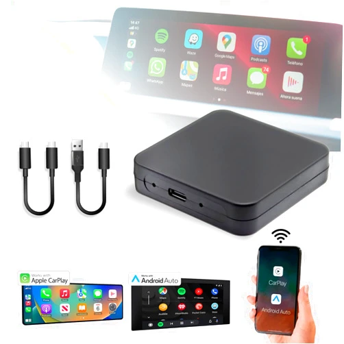 Kado Wireless Carplay Adapter for iPhone & Wireless Android Auto 2-in-1, Convert Wired to Wireless CarPlay and Android Auto, Dongle for Factory OEM Wired Cars, Stable Fast Auto Connection Low Latency