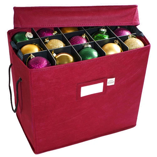 612 Vermont Christmas Ornament Storage Box with Adjustable Acid-Free Dividers, 4 Removable Trays with Handles, 16.25 Inch x 10 Inch x 13 Inch, Holds 60-3 Inch Ornaments