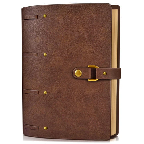 Ansopu Leather Journal Notebook, A6 Size 5.3 x 7 inches 260 Pages Refillable Vintage Travel Notebook with Gift Box, 100 GSM Thick Lined Paper Journal Writing Diary Note Taking for Men and Women – Brown