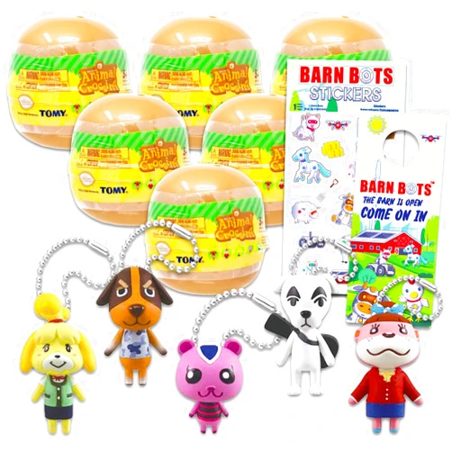 Nintendo Animal Crossing Blind Bags Party Favors Set - Bundle with 6 Animal Crossing Keychain Mystery Figures Plus Stickers, More | Animal Crossing Bag Clips for Kids, Adults