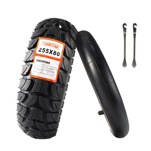 HTBCCHB 255x80 Scooter Tire Off Road,10in Electric Scooter Tire with Inner Tube Replacement Thickened Pneumatic Tyres for 10 inch 80/65-6 10x3.0 Electric car Scooter
