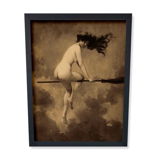 Poster Master Vintage Departure for the Sabbath Poster - Retro Naked Witch Print - Halloween Art - Gift for Men & Women - Gothic Wall Decor for Living Room, Bedroom or Dorm - 11x14 UNFRAMED Wall Art