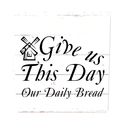 Fmrsok Rustic Wooden Sign Wood Signs Give Us This Day Our Daily Bread Wood Plaque Sign Spiritual Heart Warming Modern Home Kitchen Dining Farmhouse Entryway Sign Rustic Wooden Plaque 8x8 inch