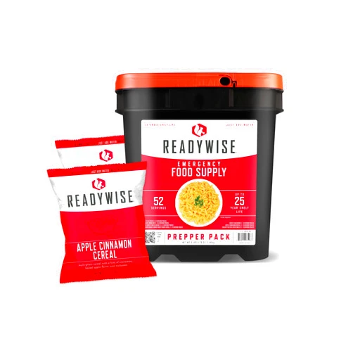 READYWISE - Prepper Pack Bucket, 52 Servings, Emergency, MRE Meal & Drink Supply, Premade, Freeze Dried Survival Food, Hiking, Adventure & Camping Essentials, Individually Packaged, 25 Year Shelf Life