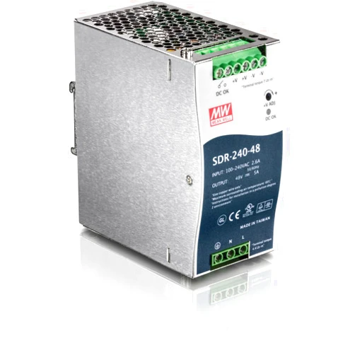 TRENDnet 240W, 48 – 56V DC, 5A AC to DC DIN-Rail Power Supply with PFC Function, TI-S24048, 150% Peak Load Capability, UL 62368 Certified