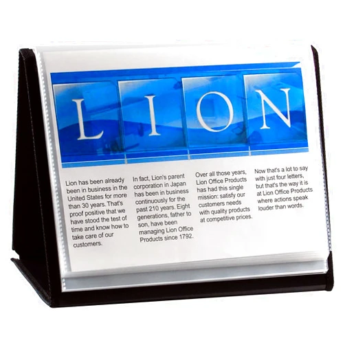 Lion Flip-N-Tell Display Book-N-Easel, Letter, 20 Double Sided Pocket, Horizontal, 1 Easel Display Book (39008-H)