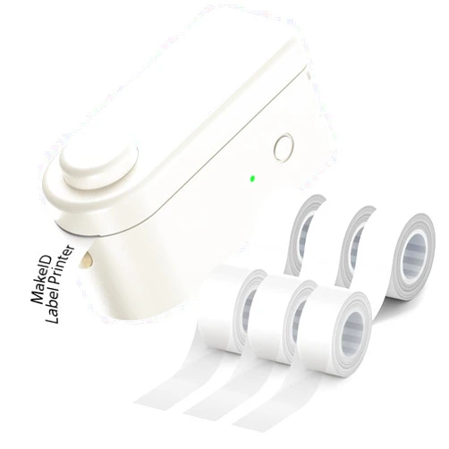 Makeid HD Label Maker Machine with 6 Tape (3 White + 3 Transparent)