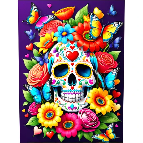 Croshom Skull Flower Diamond Painting Kits for Adults, DIY Full Round Drill 5D Full Drill Crystal Rhinestone Diamond Art Kits,Gem Art Craft Home Wall Decor 12 x 16 Inch