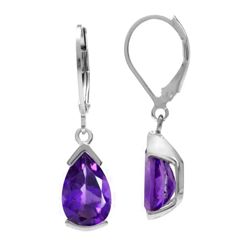 Silvershake 12X8mm Pear Shape Gemstone White Gold Plated or Yellow Gold Plated 925 Sterling Silver Drop Dangle Leverback Earrings Jewelry for Women