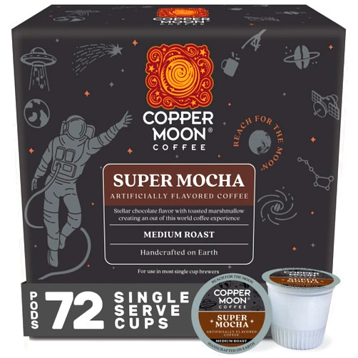 Copper Moon Single Serve Coffee Pods for Keurig K-Cup Brewers, Medium Roast, Super Mocha Blend, 72 Count