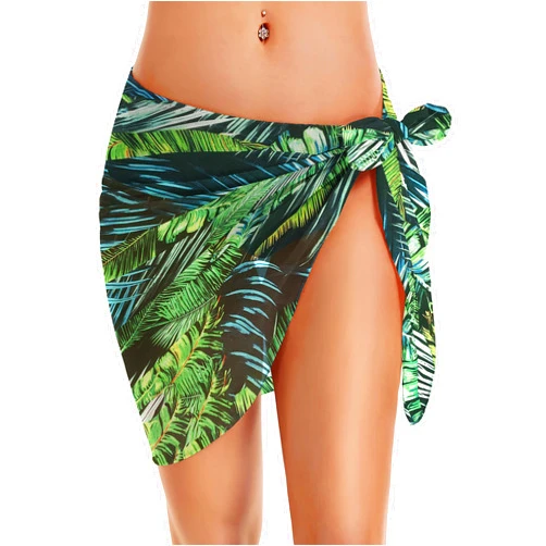 CHICGAL Swimsuit Coverups for Women Sarong Beach Bikini Wrap Sheer Short Skirt Chiffon Scarf for Swimwear