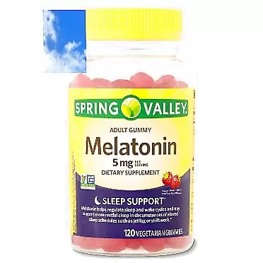 Nick & Hannah Spring Valley Vegetarian Melatonin Gummies, 5 mg, 120 Ct + 1 Mini Pill Container (Color Varies)