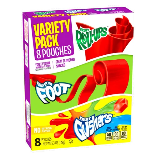 Betty Crocker Baking Betty Crocker Fruit Snacks, Fruit Roll-Ups, Fruit by the Foot and Fruit Gushers, Variety Snack Pack, 8 Pouches