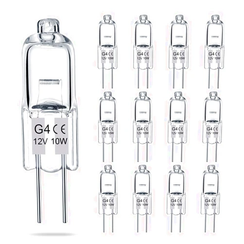 TAIYALOO G4 Bulb, 12 Pack Halogen Light Bulb 2 Pin 12V 10W, T3 JC Type G4 Light Bulbs Replacement for Under Cabinet Puck Light, Chandeliers, Landscape Lighting, Dimmable, 2700K Warm White
