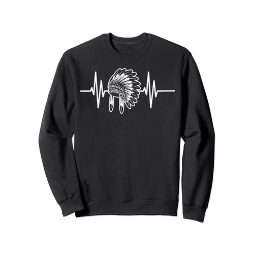 Indigenous Native Americans Tribe Gifts Native Indian Headdress Heartbeat Indigenous Native American Sweatshirt