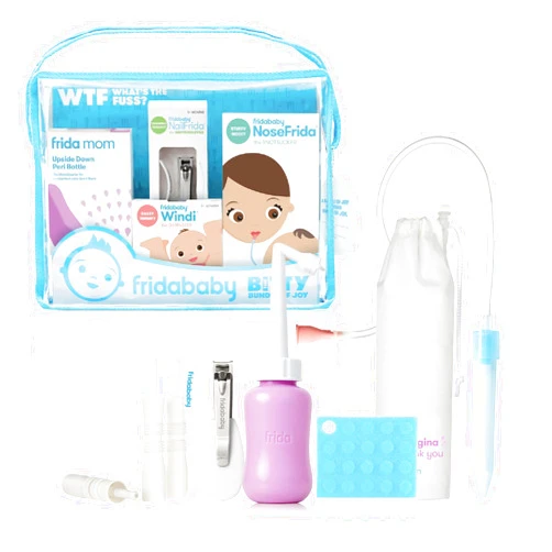 Frida Baby Bitty Bundle of Joy Mom & Baby Essentials Healthcare and Grooming Gift Kit Includes Peri Bottle, NoseFrida Snotsucker, Windi Gaspasser & Nail Clipper + File Set