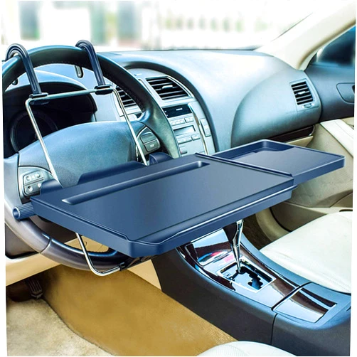 Xergur 2 in 1 Car Steering Wheel Tray/Back Seat Headrest Tray for Eating Food Drink and Writing Laptop Work, Black Car Desk