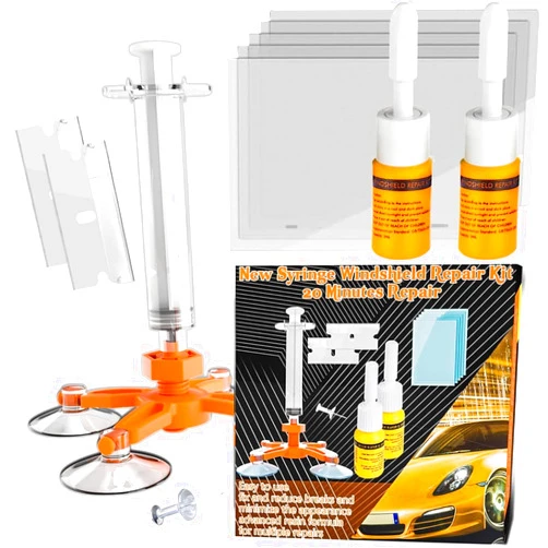 BLUTOKS Upgraded Windshield Repair Kit for Chips and Cracks – Instant Fix for Chips, Cracks, and Bullseyes, High-Pressure Resin Injection Glass Windshield Crack Repair Kit for Long-Lasting (Indigo)