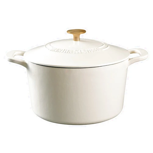MARTHA STEWART Gatwick 7 QT Enamel Cast Iron Dutch Oven, Linen w/Gold Knob