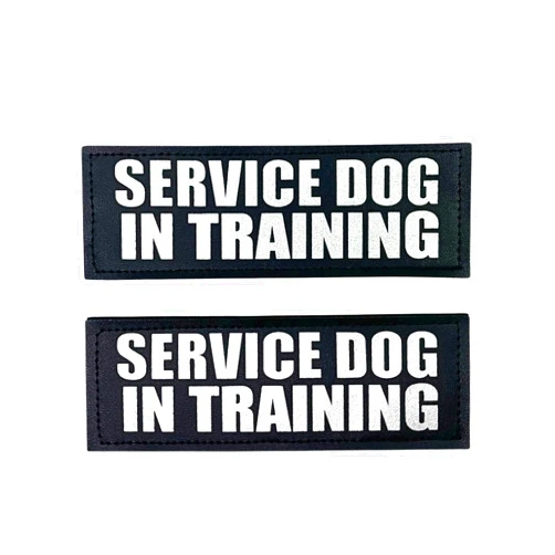 Albcorp Reflective Service Dog In Training Patches with Hook and Loop Backing for Service Animal Vests /Harnesses Medium (5 X 1.5) Inch